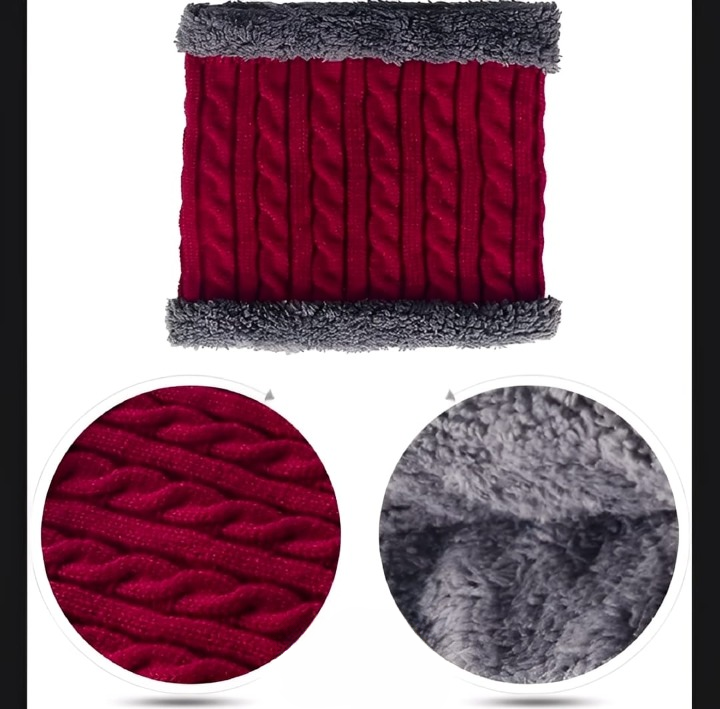 Wool Cap With Neck Warmer | Beanie And Scarf Set With Fleece Mask